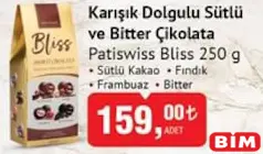 PATİSWİSS BLİSS KARIŞIK DOLGULU SÜTLÜ VE BİTTER ÇİKOLATA 250 G